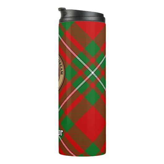 Clan Gregor Crest over Tartan Thermosbeker (Geroteerd rechts)