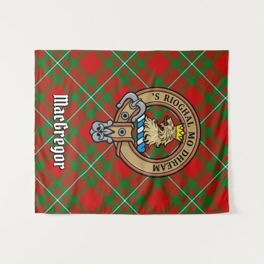 Clan Gregor Crest over Tartan Wandkleed (Voorkant (horizontaal))