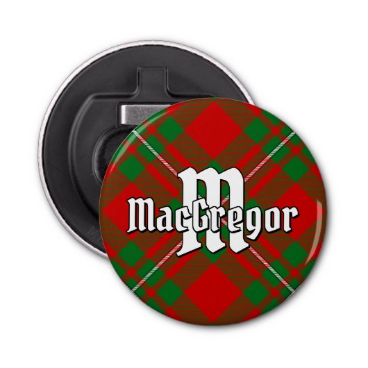Clan Gregor Tartan Button Flesopener (Voorkant)