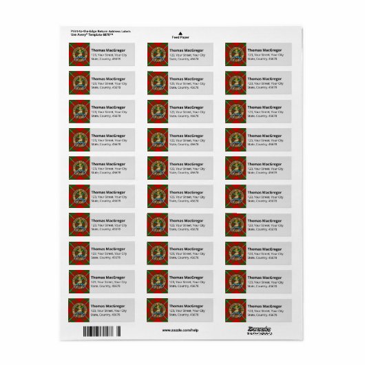 Clan Gregor Tartan Label (Full Sheet)