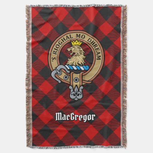 Clan Gregor Wapen over Rob Roy Tartan Deken (Voorkant Verticaal)
