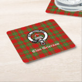 Clan Grierson Crest Badge & Tartan Kartonnen Onderzetters (Schuin)