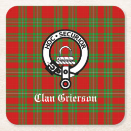 Clan Grierson Crest Badge & Tartan Kartonnen Onderzetters