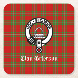 Clan Grierson Crest Badge & Tartan Kartonnen Onderzetters