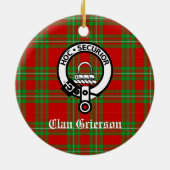 Clan Grierson Crest Badge & Tartan Keramisch Ornament (Achterkant)