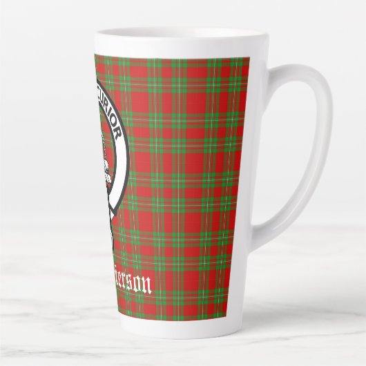 Clan Grierson Crest Badge & Tartan Latte Mok (Rechts)