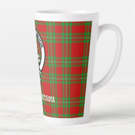 Clan Grierson Crest Badge & Tartan Latte Mok