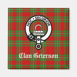 Clan Grierson Crest Badge & Tartan Magneet