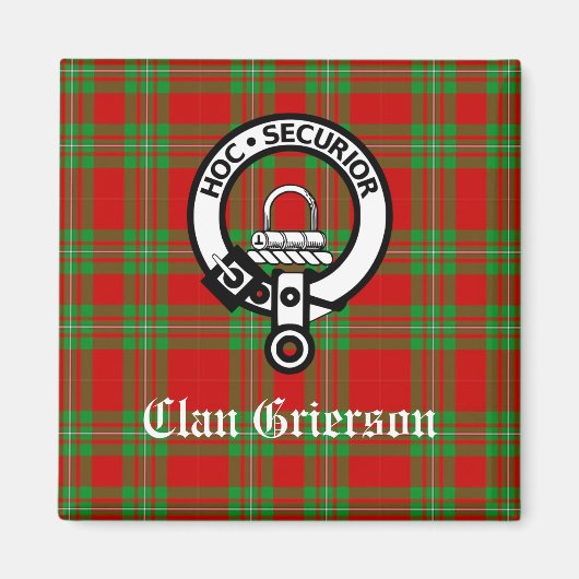 Clan Grierson Crest Badge & Tartan Magneet (Voorkant)