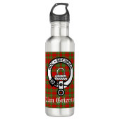 Clan Grierson Crest Badge & Tartan Waterfles (Voorkant)