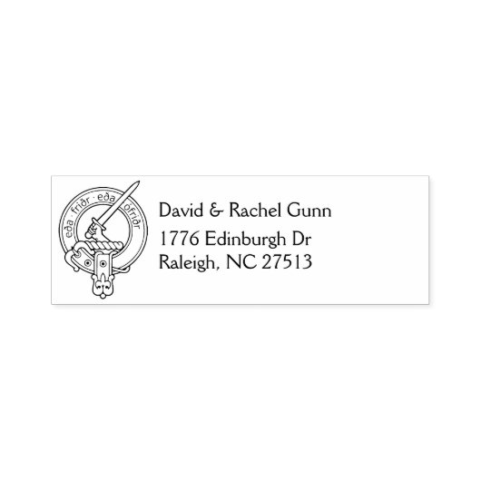 Clan Gunn Crest & Address Self-Inking Stamp Zelfinktende Stempel (Design)