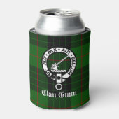 Clan Gunn Crest Badge en Tartan Blikjeskoeler (Blikje Voorkant)