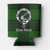 Clan Gunn Crest Badge en Tartan Blikjeskoeler (Voorkant)