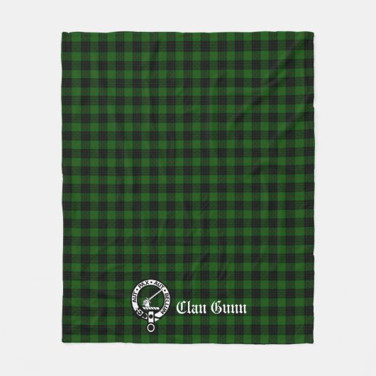 Clan Gunn Crest Badge en Tartan Fleece Deken (Voorkant)