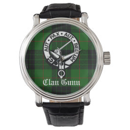 Clan Gunn Crest Badge en Tartan Horloge