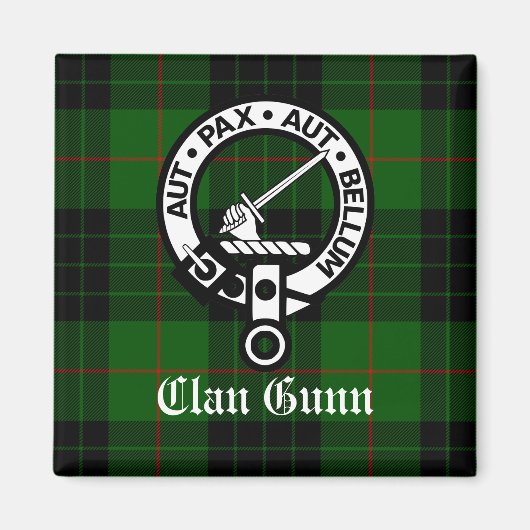 Clan Gunn Crest Badge en Tartan Magneet (Voorkant)