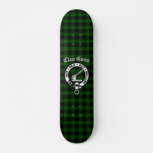Clan Gunn Crest Badge en Tartan Persoonlijk Skateboard (Voorkant)