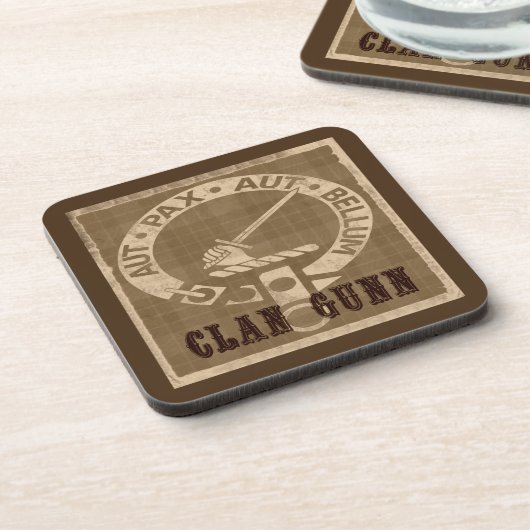 Clan Gunn Crest Badge - Sepia Drankjes Onderzetter (Linkerzijde)