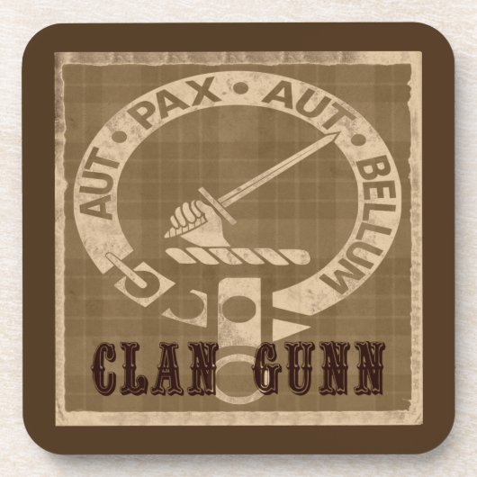 Clan Gunn Crest Badge - Sepia Drankjes Onderzetter (Voorkant)