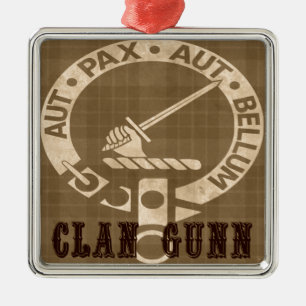 Clan Gunn Crest Badge - Sepia Metalen Ornament