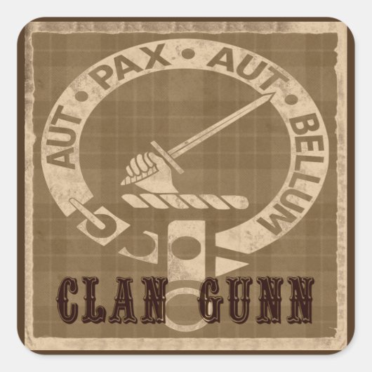 Clan Gunn Crest Badge - Sepia Vierkante Sticker (Voorkant)