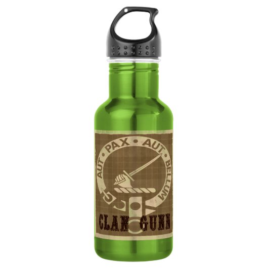 Clan Gunn Crest Badge - Sepia Waterfles (Voorkant)