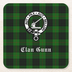 Clan Gunn Crest Badge & Tartan Paper Onderzetter