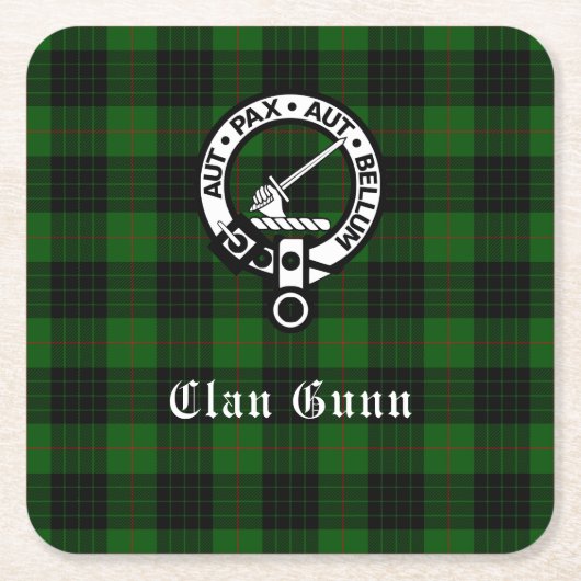 Clan Gunn Crest Badge & Tartan Paper Onderzetter (Voorkant)