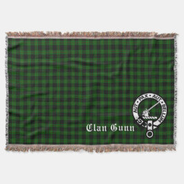 Clan Gunn Crest Badge & Tartan Throw Blanket Deken