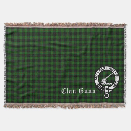 Clan Gunn Crest Badge & Tartan Throw Blanket Deken (Voorkant)