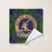 Clan Gunn Crest over Tartan Bad Handdoek (Wasdoekje)