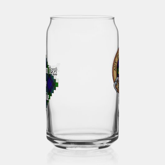 Clan Gunn Crest over Tartan Blikvorm Glas (Rechts)