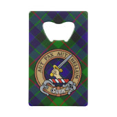 Clan Gunn Crest over Tartan Creditkaart Flessenopener (Voorkant)