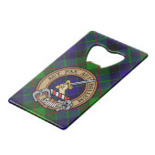 Clan Gunn Crest over Tartan Creditkaart Flessenopener (Voorkant Gekanteld)