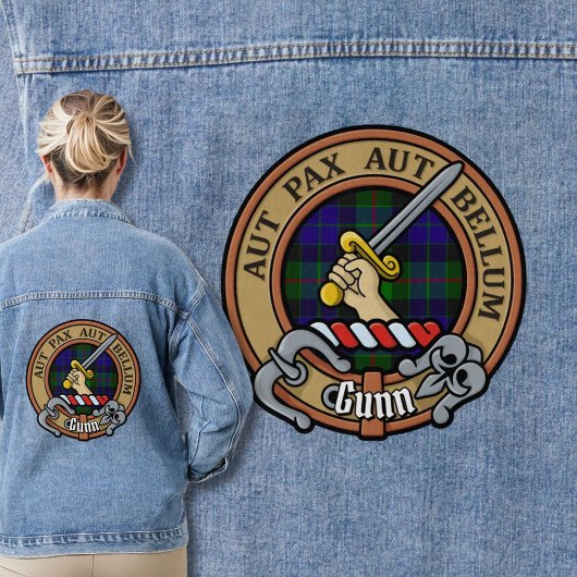 Clan Gunn Crest over Tartan Denim Jacket