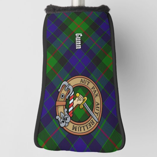 Clan Gunn Crest over Tartan Golfheadcover (Draai 90)