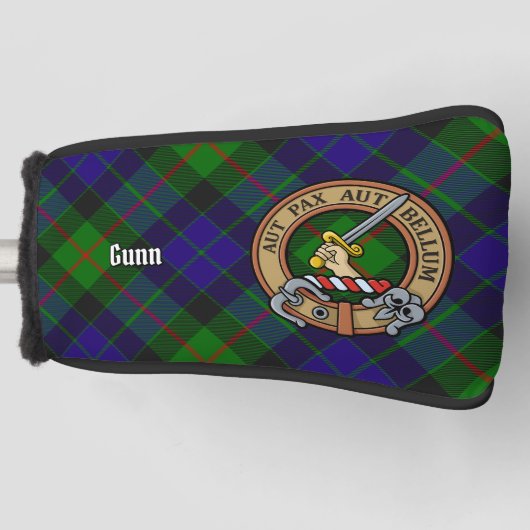 Clan Gunn Crest over Tartan Golfheadcover (Voorkant)