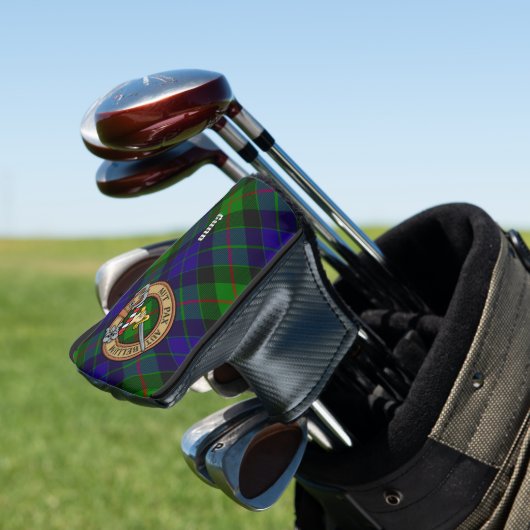 Clan Gunn Crest over Tartan Golfheadcover (Insitu)