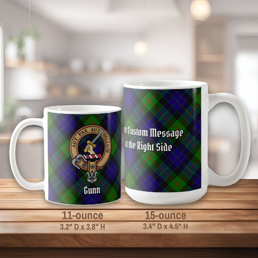 Clan Gunn Crest over Tartan Koffiemok