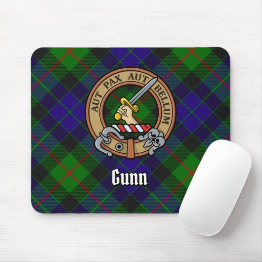 Clan Gunn Crest over Tartan Muismat (Met muis)