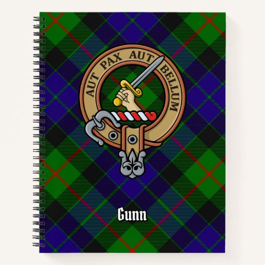 Clan Gunn Crest over Tartan Notitieboek (Voorkant)