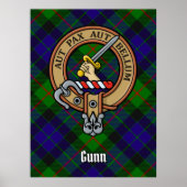 Clan Gunn Crest over Tartan Poster (Voorkant)