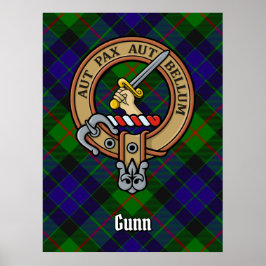 Clan Gunn Crest over Tartan Poster