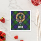 Clan Gunn Crest over Tartan Servet (Insitu)