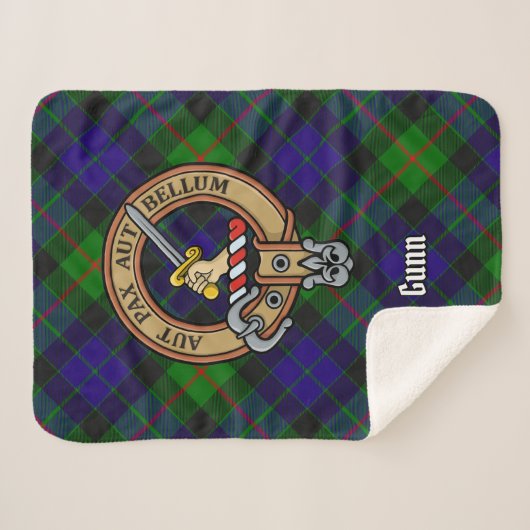 Clan Gunn Crest over Tartan Sherpa Deken (Voorkant (horizontaal))