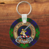 Clan Gunn Crest over Tartan Sleutelhanger (Voorkant)