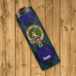 Clan Gunn Crest over Tartan Thermosbeker