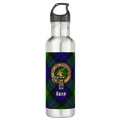 Clan Gunn Crest over Tartan Waterfles (Voorkant)