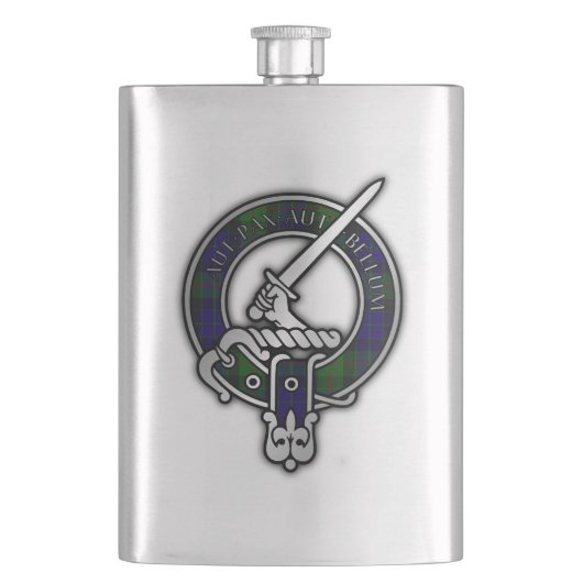 Clan Gunn Crest & Tartan Flask Flacon (Voorkant)