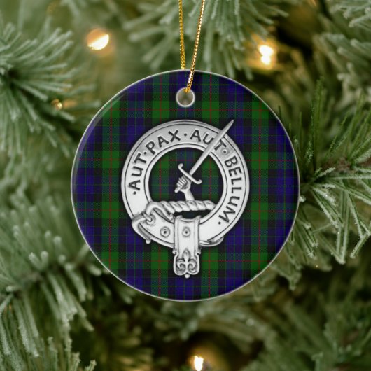 Clan Gunn Crest & Tartan Keramisch Ornament (Boom)